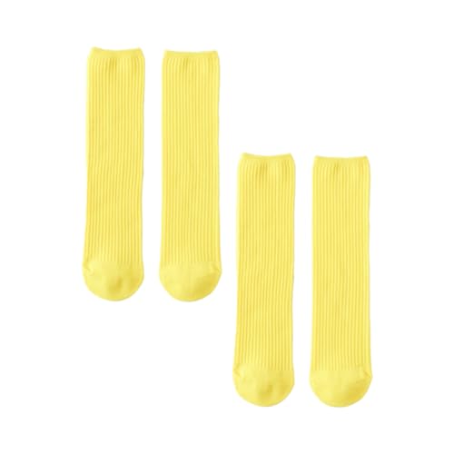 Abaodam Calcetines hasta Media Pantorrilla de Algodón 2 Pares Adultos Transpirables Color Amarillo Calcetín Cómodo y Duradero para Uso Diario y Protección Térmica