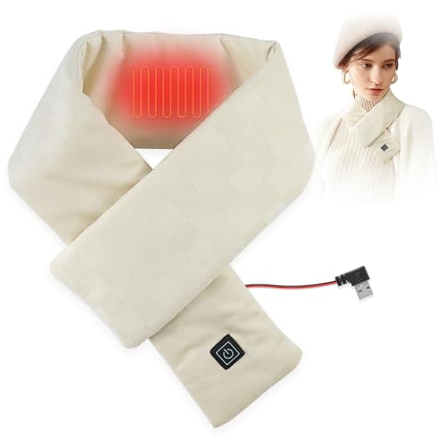 Heasin Cojin para las Cervicales Caliente, Bufanda Calefactable Recargable para Hombres y Mujeres, 3 Ajustes de Temperatura Regulables, Ideal para Desplazamientos al Aire Libre en Invierno