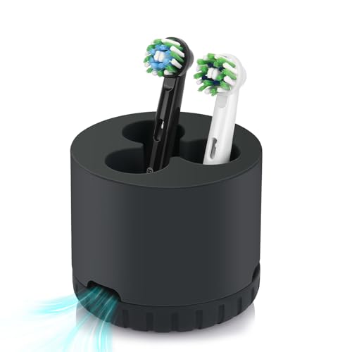 toprance Aufsteckbürsten Halter Lebensmittelgerechtes Silikon Rund Elektrische Zahnbürstenkopfhalter für 3 Zahnbürstenkopf Abnehmbar Schwarz Zahnbürstenhalter für Alle Gängigen Bürstenköpfe (Rund)
