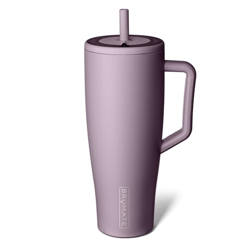 brmate era 40 oz tumbler with handle and straw  100 leakproof insulated water bottle tumbler with lid and flexible softsip straw  made of stainless steel  cup holder friendly  40oz lilac dusk