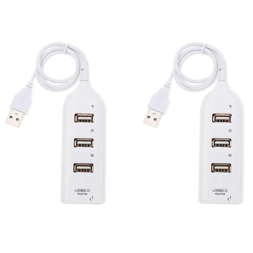 Image of Hfgdnchva 2X USB Hub 2.0 Multi-USB High Speed Hub Splitter 4-Port USB Hub Adapter for Laptop Receiver Computer Accessories White