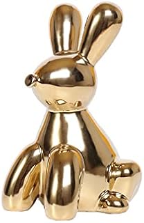 Balloon Dog Sculpture, ceramic Creative Animal Figurine Balloon Dog Statue Modern Desktop Decoration,Gold Home Décor ,for Home Bedroom Living Room Office (Rabbit)