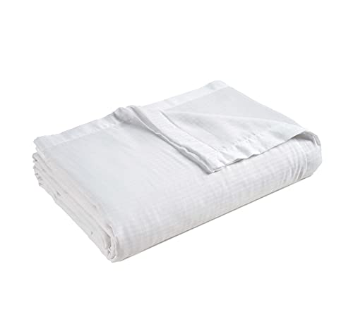 Lane Linen Blanket Queen Size For Bed – Durable Soft Cooling Cozy Lightweight 100% Sustainably Sourced Pure Tencel & Cotton Flannel Blankets For All Seasons – 3-Layer Blanket - 88” X 90” – White #TOP5