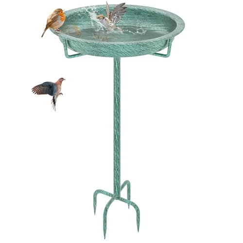 KHayRovies Bain d'oiseaux Abreuvoir Exterieur, Mangeoire Oiseaux Décoration pour Jardin, Bains pour Oiseaux Sauvages, Hauteur 92CM, métallique en Fonte...