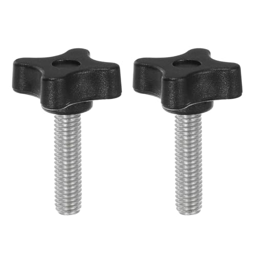 Image of sourcing map 2pcs Star Clamping Knobs M8 x 35mm Metric Male Thread 32mm 4-Point Plastic Head Threaded Stud Knob Hand Tightening Thumb Screw Jig Handle, Black