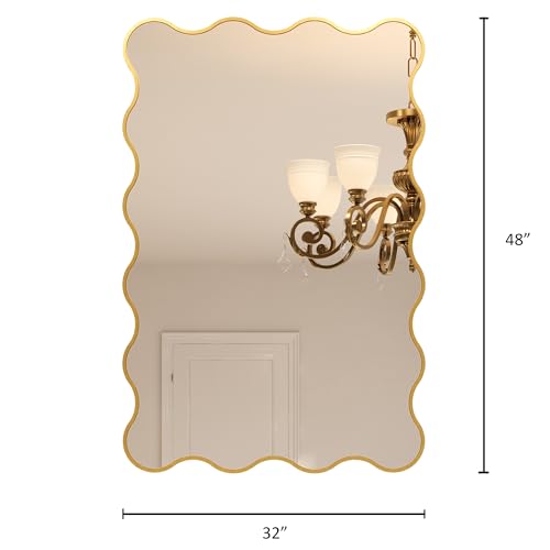 Kelly Miller 32x48 Gold Scalloped Mirror, Wavy Edge Decorative Wall Mirror by Kelly Miller - Image 8