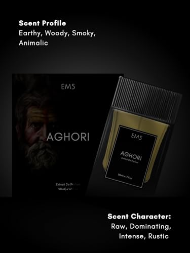 Em5™ Aghori Extrait De Parfum (38%) Spray for Men Earthy, Woody, Smoky & Animalic Perfume Raw, Dominating, Intense & Rustic Scent Strong & Long Lasting Fragrance 50 ml