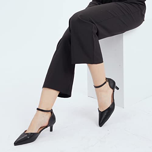 Youngshow Closed Toe Heels For Women Pointed Toe Formal Kitten Heels For Women Work Business Comfortable Heels For Women Ankle Strap Elegant Dress Shoes For Women Pumps Black Heels #TOP4