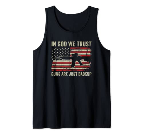 En Dios Confiamos Las Armas Son Solo Una Copia De Seguridad USA Pro Gun Christian Camiseta sin Mangas