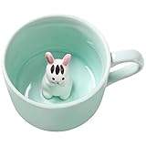 Lemon Park Surprise 3D Coffee Mug Animal Inside 8 oz with Bunny,Cute Cartoon Handmade Ceramics Cup,Christmas Birthday Surprise for Friends Family or Kids,Best Office Cups Morning Mugs(8 oz Bunny)