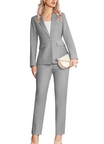 Women's 2 Piece Suit Notched Lapel One Button Slim Fit Business Office Work Tuxedo Blazer Pants Set