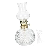 Lampe à huile rétro : la mèche doit être imbibée d'huile au préalable avant l'allumage, le verre est fragile, s'il vous plaît, lampe à pétrole artisanale en verre