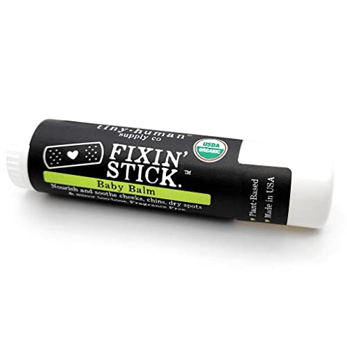 Fixin' Stick Organic Baby Balm 0.5oz, 1-pack for Baby's Red Cheeks, Drooly Chins, Drippy Noses and Dry Skin. No Artificial Dyes, Fragrances or Petrolatum. Cruelty Free. Made in USA.