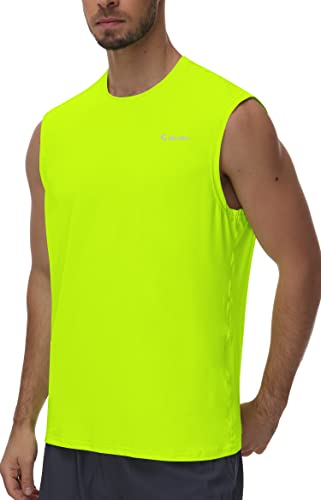 Cakulo Men's Workout Swim Sleeveless Shirts Quick Dry Beach Pool Tech Running Athletic Exercise Muscle Bodybuilding Basketball Summer Joggers Tank Top Big And Tall Neon Yellow L #TOP2