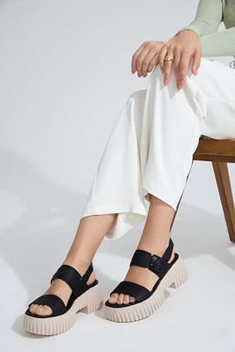 Image of UBFEN Womens Platform Sandals Comfortable Arch Support 2 Adjustable Straps | 2.75'' Lightweight Chunky Heel, Soft Cushioned Footbed, Non-slip for Dressy, Work, and Casual Wear
