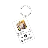 Custom Keychain Spotify Glass Art Acrylic Song Keyring Scannable Code Plaque Frame Key Chain for...