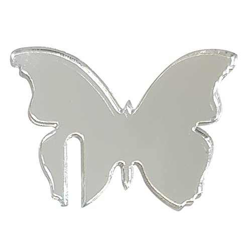 XIAOYUE 20pcs of Acrylic Drink Markers,Mirrored Butterfly Champagne Glass Markers,Blank Wedding Drink Charm,DIY Butterfly Place Names Wedding Favours (Silver Mirror)