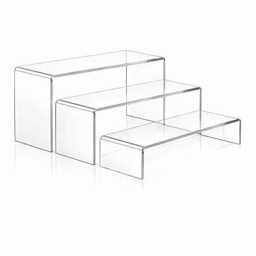 SOQKEEN Expositores Acrílicos Transparentes de 3 Niveles – Organizadores para Perfumes, Cosméticos, Cupcakes, Figuras de Colección y Uso en Tocador o Baño