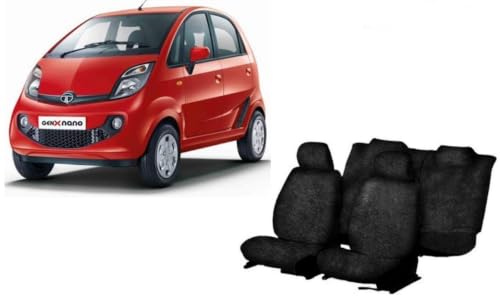 Image of autokaar Cotton Fabric Heavy Black Towel SEAT Cover for TATA Nano
