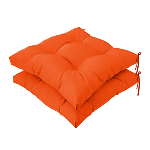 Image of QILLOWAY Indoor /Outdoor Square Seat Patio Cushion -Pack of 2,19-Inches (Orange)