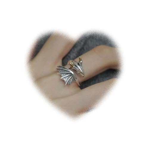 W WEILIRIAN Vintage Dragon Ring Silver Dragon Knuckle Ring Animal Open Finger Ring Retro Stacking Ring Handmade Adjustable Ring Jewelry for Women and Girls