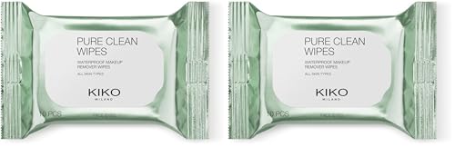 KIKO Milano Pure Clean Wipes Mini, Toallitas Desmaquillantes Para El Rostro, El Contorno De Los Ojos Y Los Labios En Formato Mini (Paquete de 2)