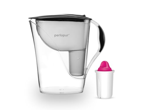 PerloPur - Wasserfilter Fashion (anthrazit) mit 1 AquaMag classic Filterkartusche (Magnesium) - passt zu Brita Classic