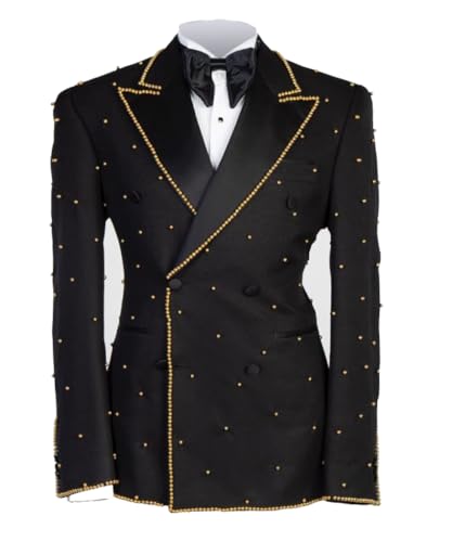 Men's Black Rhinestone Tuxedo with Gold Beading, 2 Piece Set2