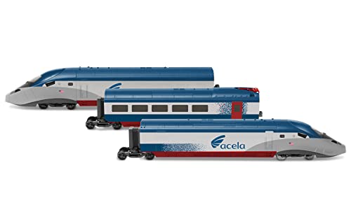 Image of Hornby Electric Train Set - HR1000T Amtrak Acela NEC High-Speed - HO Gauge Train Starter Sets, Adult Vintage Trains, Small Hobby Model for Adults - with Tracks, MidiMat, Connecting Track, Controller