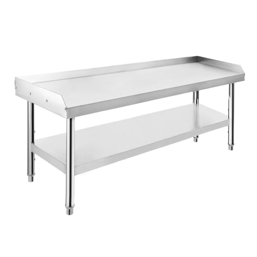 Heavy-Duty Stainless Steel Grill Stand Table - 48x28x24 inch, 1000 lbs Top Shelf, 220 lbs Bottom Shelf, Adjustable Legs, 2