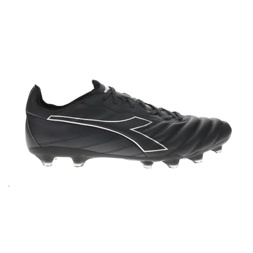 Diadora Brasil Elite Lt Lp12 Firm Ground Cleats (Black/Silver, Numeric_6_Point_5)