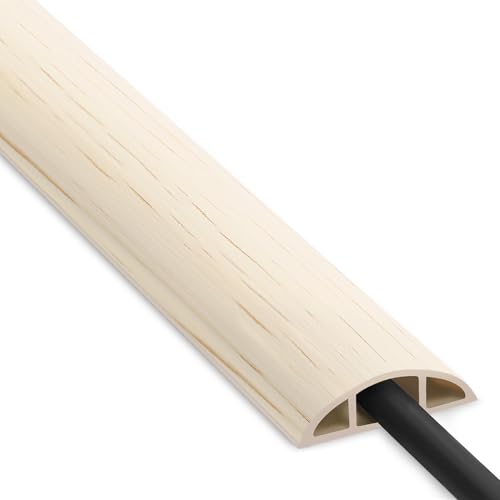 Floor Cord Cover 6ft, Cord Hider Floor Beige Maple Wood, Floor Cable Management Prevent Cable Trips...