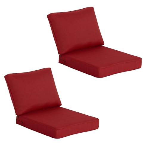 Garden lucky 24x27.5 Outdoor Deep Seat Patio Cushions Set of 2 Deep Seat Bottom Resilient Foam Filling Water-Resistant Stain-Resistant UV Resistant Weather Resistant with YKK Zippers Chili
