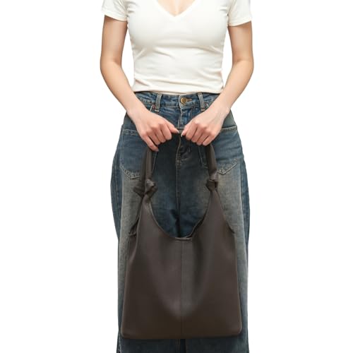 Image of Vegan Leather Hobo Purses set, Slouchy Shoulder Bag Knotted Hobo Bags for Women with a small Purse and Clutch Handbag