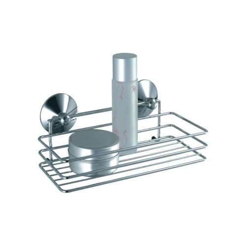 Mensola Cestino Doccia con Ventose cromato