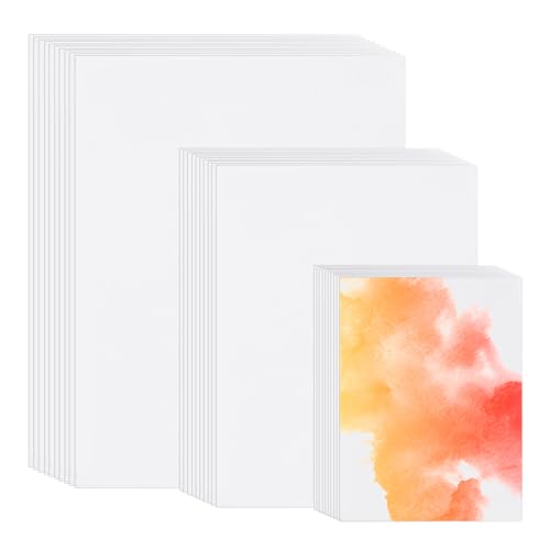 PATIKIL 100 Pcs Pure Cotton Watercolor Paper 140lb/300 GSM Water Coloring Paint Paper for Art Painting Watercolor Drawing Artist, 4x6 Inch 5x7 Inch 9x12 Inch