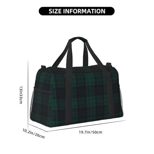 Black Watch Tartan Lightweight Travel Duffle Bag – Spacious Overnight Bag With Mesh Side Pockets, Adjustable Strap & Reinforced Design3
