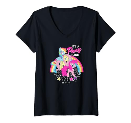 T-shirt col V My Little Pony pour fille fan de l'univers Rainbow Magic