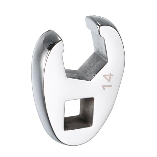 sourcing map Drive Crowfoot Wrench 3/8" Drive 14mm Metric Fractional Crowfoot Flare Nut Wrench 40Cr Chrome Plated Open End Crowfoot Wrench for Mechanics Automotive Repair Work