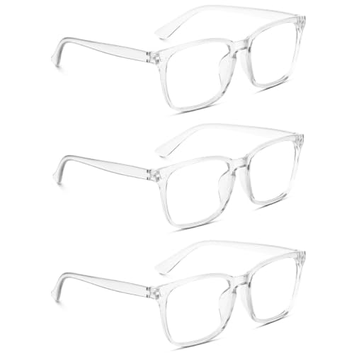 Image of Blue Light Blocking Computer Glasses for Men & Women, Square TR90 Lightweight Eyeglasses Frame, Anti Eye Strain UV Protection, Clear Lens for Gaming Office Reading