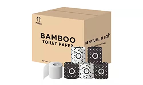 Zuzii 3-lagige Bambus Toilettenpapier,100% Bambus,hautfreundlich,umweltfreundlich| ECO 48Rollen je 370 Blatt Cover