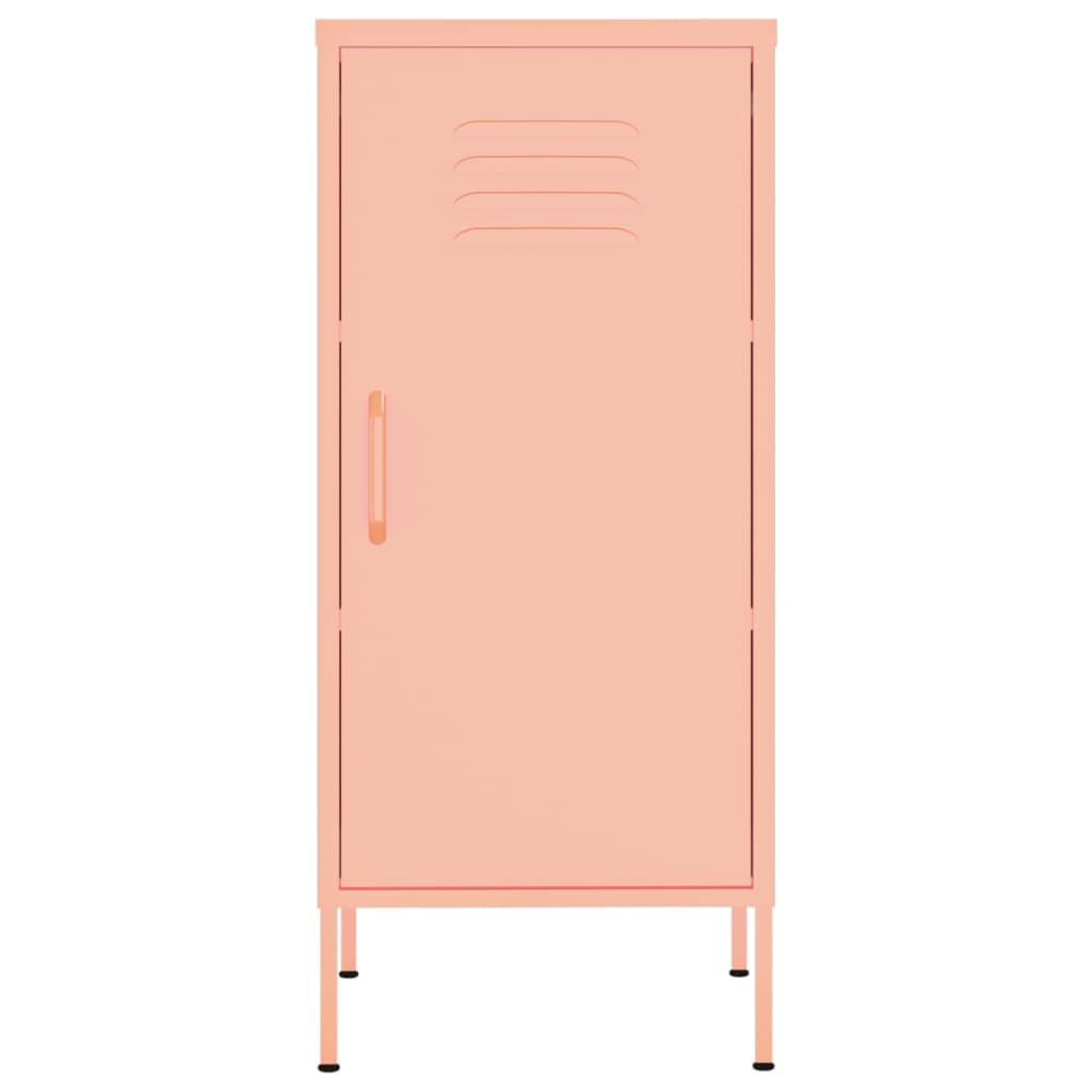 Szafa magazynowa różowa, stalowa, 42,5 x 35 x 101,5 cm, z 2 półkami, poziomowaniem i uchwytem ściennym, stabilna, wielofunkcyjna szafka do salonu, biura, przedpokoju i sypialni, z dużą