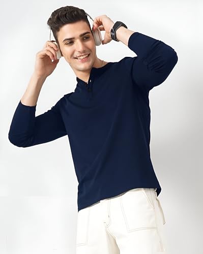 Image of LAZYCHUNKS Luxury Men's Full Sleeve Henley T-Shirt - Soft, Breathable, Stylish (Men's Henley T-Shirt), Great for Party and Casual wear