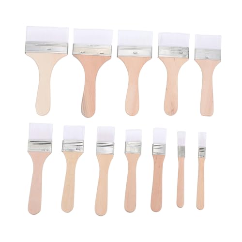 Gogogmee 12 Piezas Pinceles de Plana de Nylon para Artistas Cerdas Duraderas y Mango de Madera para Dibujo al Óleo y Acuarela Kit Profesional para y Manualidades