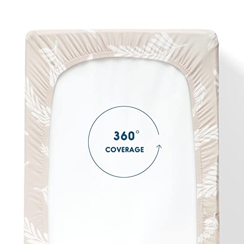 Image of GRSSDER Stretch Ultra Soft Jersey Knit Changing Pad Cover Set 2 Pack, Change Table Pad Covers Fit 32 inch /34 inch x 16 inch Pads Safe and Snug, Unisex Stylish Pretty Diaper Change Table Sheets for Baby, Beige