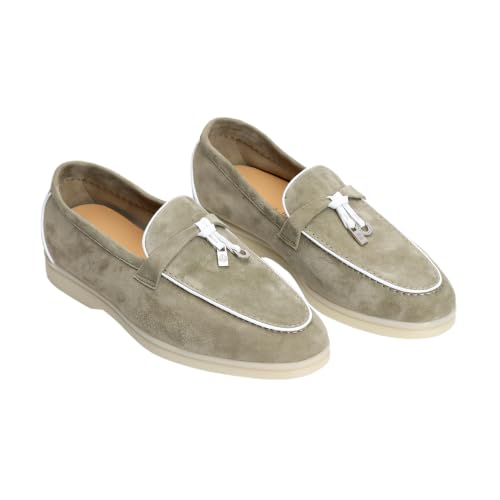 Image of XOBZJH Women's Leather Suede Loafers Flats - Slip-On Penny Loafers with Soft, Comfortable Driving & Dress Shoes for Casual Office Work All Day