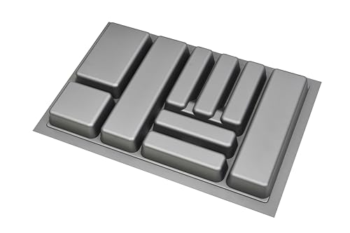 Image of Heavy PVC Cutlery Tray Organizer, Stylish Basket for Kitchen, Gray, 28.5x18.5 Inch