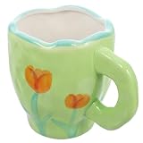 VALICLUD Handgemalte Keramiktasse Tulpenboden Eleganter Getränkebecher für Tee Milch und Langlebiges Keramikmaterial