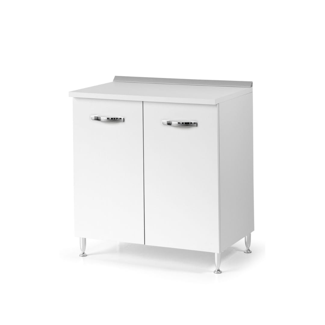 Linea Azzurra Base 80 Mobili Cucina Componibile con 2 Ante e 2 Ripiani in Legno Made in Italy H85xL80xP50 cm Elegante Funzionale Facile da Montare (Bianco Frassinato)