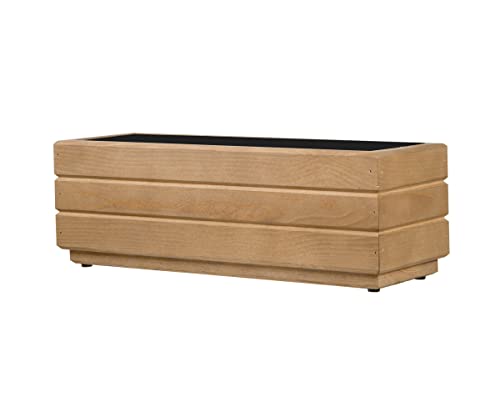 alfalux Pflanzkübel Für Garten Pflanzkasten Für Balkon Blumenkübel Für Fensterbank Blumenkasten Für Terrasse Kräuter-Balkonkasten aus Holz Blumentopf Eiche 50DES1717EI (50 x 17 x 17 cm)
